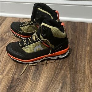 On Running Womens High-Top Trail Sneakers in Black, Olive, Orange
